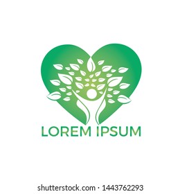 Human life logo icon of abstract people tree vector .Family tree heart shape sign and symbol.	
