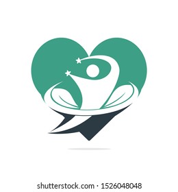 Human life logo icon of abstract human fitness vector. Human leaves heart shape sign and symbol.