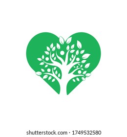Icono del logotipo de la vida humana del vector del árbol abstracto .Signo y símbolo de la forma del corazón del árbol familiar.