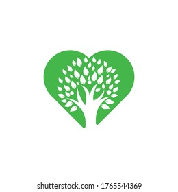 Human life logo icon of abstract people tree vector. Family tree heart shape sign and symbol.