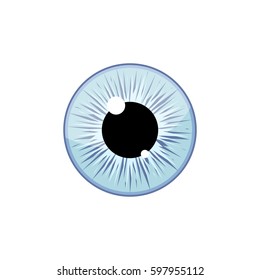 Human light blue eyeball iris pupil isolated on white background. Eye Vector Illustration
