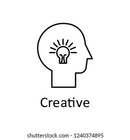 Human, light bulb, idea in mind icon. Element of human mind with name icon. Thin line icon for website design and development, app development. Premium icon