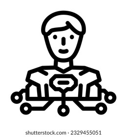 human like ai future technology line icon vector. human like ai future technology sign. isolated contour symbol black illustration