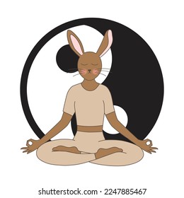 human like bunny in meditative pose