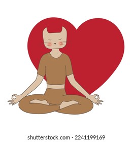 human like cat in meditative pose