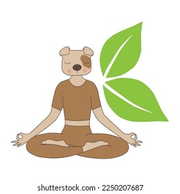human like dog in meditative pose