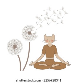 human like kitty in meditative pose