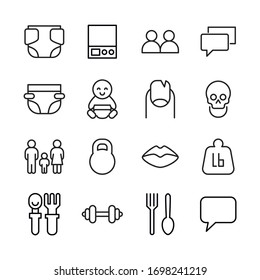 Human line icons set. Stroke vector elements for trendy design. Simple pictograms for mobile concept and web apps. Vector line icons isolated on a white background. 