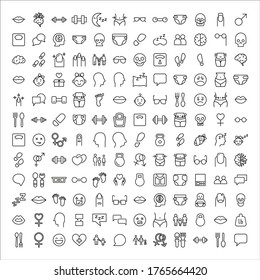 Human line icons set. Stroke vector elements for trendy design. Simple pictograms for mobile concept and web apps. Vector line icons isolated on a white background. 