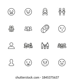 Conjunto de iconos de línea humana. Elementos vectores de trazo para el diseño de moda. Pictogramas simples para concepto móvil y aplicaciones web. Iconos de línea de vectores aislados en un fondo blanco.