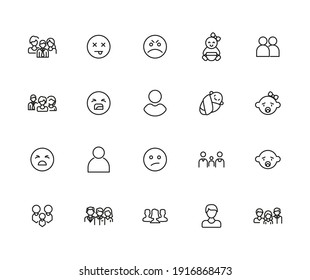 Human line icons set. Stroke vector elements for trendy design. Simple pictograms for mobile concept and web apps. Vector line icons isolated on a white background.