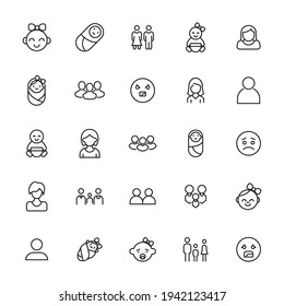 Human line icons set. Stroke vector elements for trendy design. Simple pictograms for mobile concept and web apps. Vector line icons isolated on a white background.