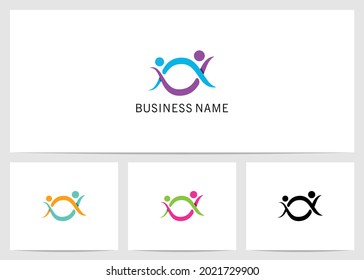 Human Linked DNA Helix Logo Design