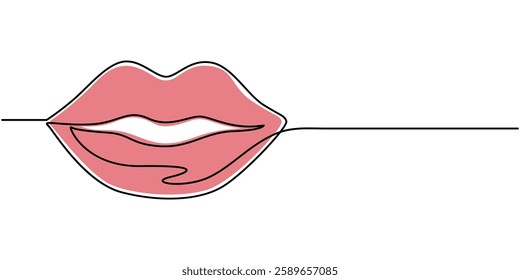 Human Lips Continuous Line Icon, lips continuous one line drawing, Lip Gloss Continuous Line Icon, Lips, illustration, Woman Lips Continuous Line Art Illustration