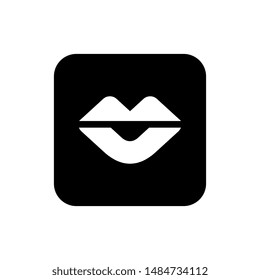 Human lips icon, flat color icon design - vector