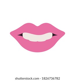 Human lips icon, flat design style illustration - Vector