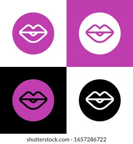 Icono de labios humanos, estilo de arte de línea, símbolo de boca