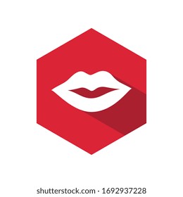 Human lips icon, mouth vector illsutration design, red and white color