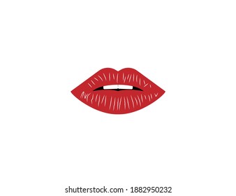 Los labios humanos, el icono de los sentidos, el rojo. Ilustración vectorial.
