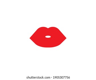 Human lips, senses icon, red. Vector illustration.