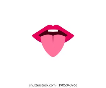Human lips, senses, tongue icon. Vector illustration.