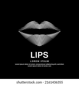 human lips simple line art Vector logo silhouette on a dark background. creative lips logotype vector template suitable for organization, company, or community. EPS 10