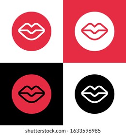 Human lips symbol, circle shape lip icon, mouth logo illustration - Vector