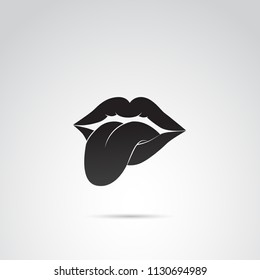 Human lips and tongue vector icon.