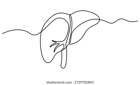 Menschliche Leber Anatomie Kontur kontinuierliche eine Linie Zeichnung minimalistischen medizinischen Organ Vektorgrafik. Leberanatomie menschliches Organkonzept isolieren. Bearbeitbarer Strich 