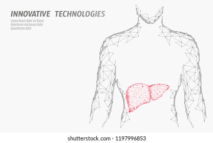Human Liver hepatitis treatment medicine business concept. Disease prevention health care medical centre doctor online diagnosis low poly 3D render poligonal point line vector illustration