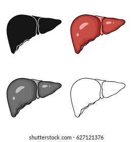 Human liver icon in cartoon style isolated on white background. Human organs symbol stock vector illustration.