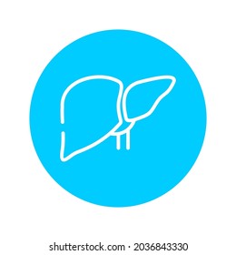 Icono de hígado humano, alta calidad y editable. Muy adecuado para tu diseño web, interfaz de usuario y diseño de aplicaciones móviles. 
Ilustración vectorial en un fondo azul.