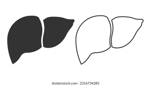 Icono hepático humano aislado en fondo blanco. Ilustración vectorial. Eps 10. 