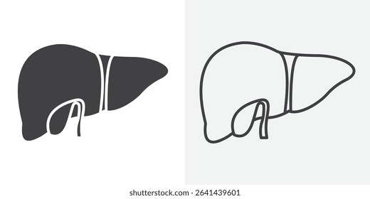 Human liver icon Line graphics illustration