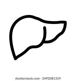 Icono de hígado humano marca de logotipo lineal en blanco y negro