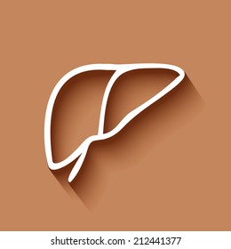 Human liver icon logo, flat long shadow design