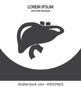 Human liver icon on the background