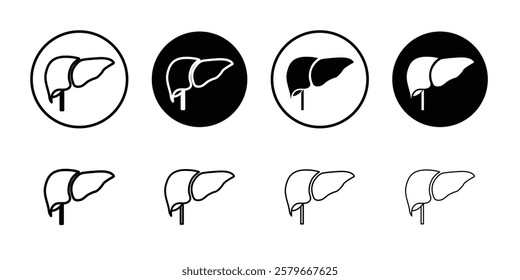 Human liver icon Outline thin set pack series