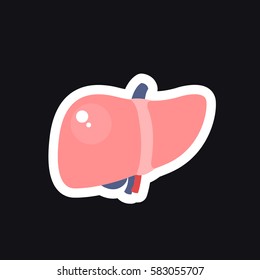 human liver icon, sticker. vector illustration