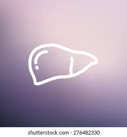 Human liver icon thin line for web and mobile, modern minimalistic flat design. Vector white icon on gradient mesh background.