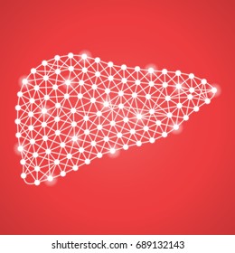 Human Liver Isolated On A Red Background. Vector Illustration.Hepatology. Creative Medical Concept