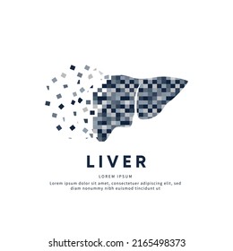 Human liver medical structure. Creative simple Pixel art Vector logo liver silhouette on a dark background. liver care logo vector template suitable for organization, company, or community. EPS 10