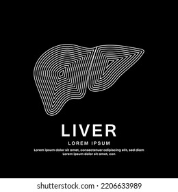 Human liver medical structure. simple line art liver Vector logotype illustration on dark background. liver care logo vector template suitable for organization, company, or community. EPS 10