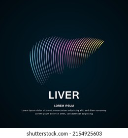 Human liver medical structure. Vector logo liver color silhouette on a dark background. EPS 10