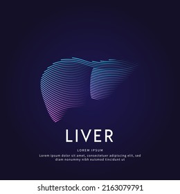 Human liver medical structure. Vector logo liver color silhouette on a dark background. EPS 10