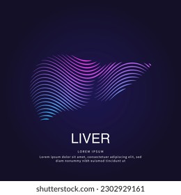 Human liver medical structure. Vector logo liver color silhouette on a dark background. EPS 10