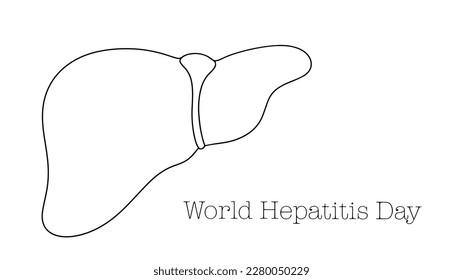 Human liver. One line drawing. Vector illustration. World Hepatitis Day.