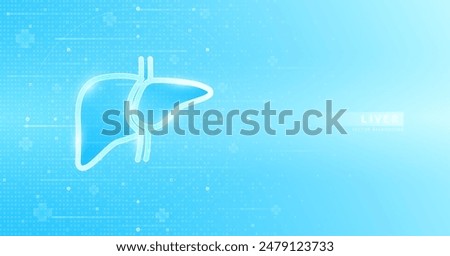 Human liver outline glowing on blue background futuristic. Used for designing medical health care advertisements. Banner vector EPS10.