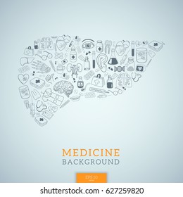 Human liver shape. Vector background for medical topic.