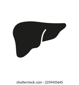 Human Liver Silhouette Icon. Hepatology Healthcare, Digestive Treatment Symbol. Liver Disease Icon. Anatomy of Internal Hepatic Organ Glyph Pictogram. Isolated Vector Illustration.